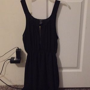 Little black gold chiffon zipper dress